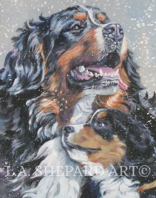 Bernese Mountain Dog BERNER art PRINT of LAShepard painting 11x14