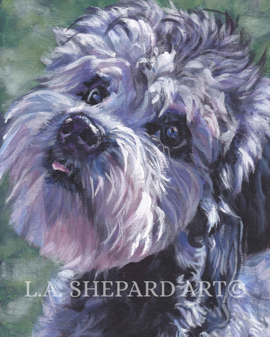 Dandie Dinmont Terrier portrait art print of LAShepard dog painting 8x10"