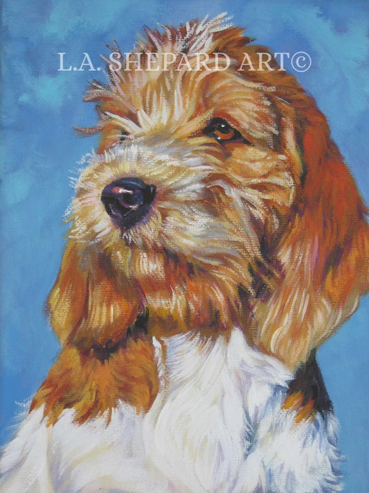 Petit Basset Griffon Vendeen PBGV DOG art portrait canvas PRINT of LAShepard painting 8x10"