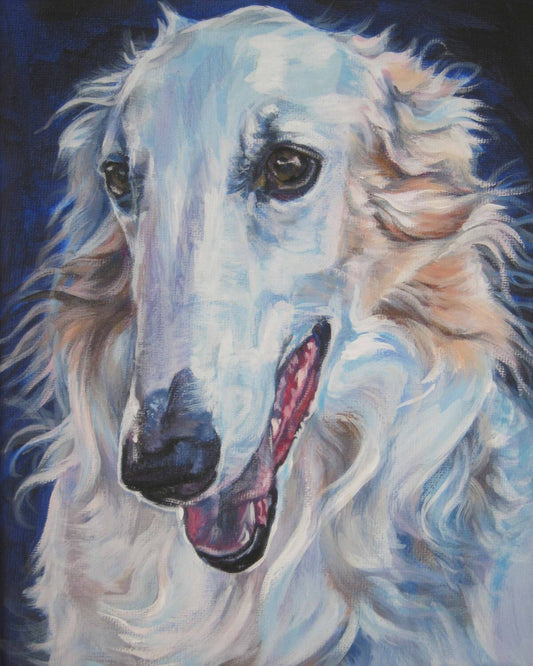 Borzoi dog art portrait print of LAShepard painting 8x10