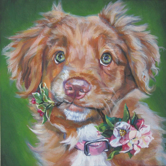 Nova Scotia Duck Tolling Retriever TOLLER puppy dog ART canvas PRINT of LAShepard painting 8x8"