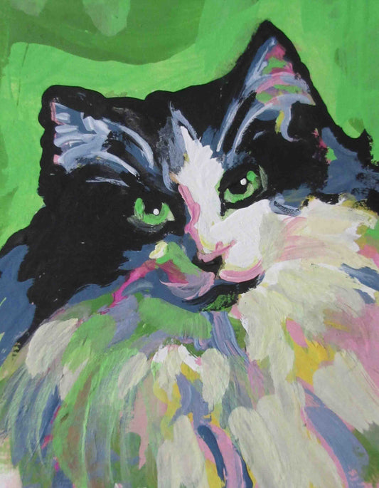 Large Cat art print pop art bright colorful cat portrait art 13x19