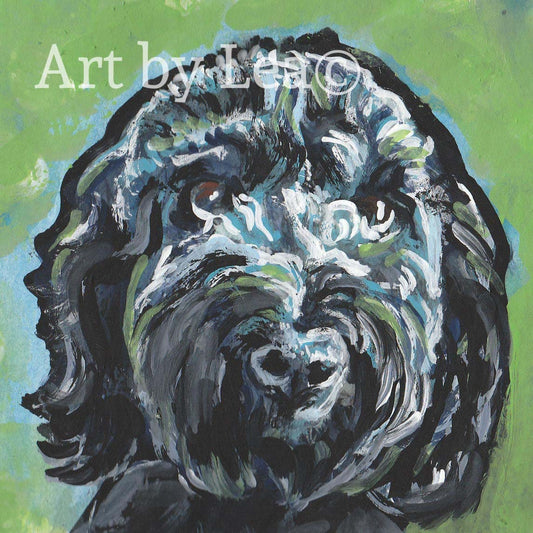black GOLDENDOODLE art PRINT pop art bright colors 12x12"