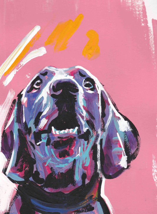 Weimaraner art print of painting pop dog art modern portrait bright colors 13x19"