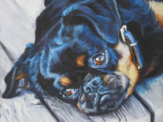 Brussels Griffon dog art CANVAS print of LA Shepard painting 12x16
