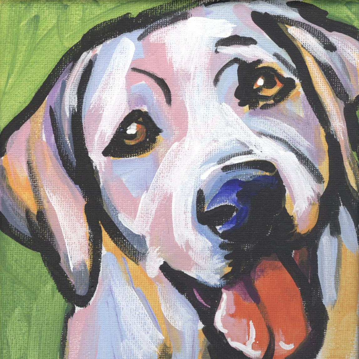 Labrador Retriever modern Dog art print Yellow lab pop dog art bright colors  8x8 inch