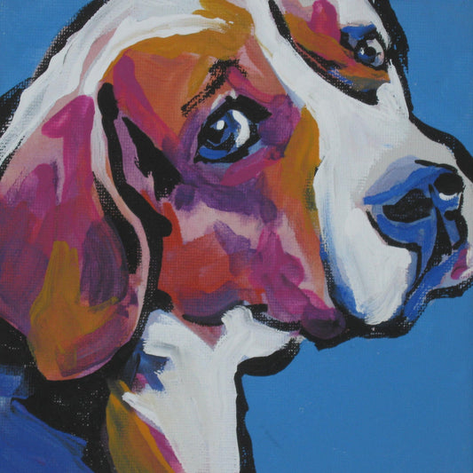 Beagle art print pop dog art bright colors 8x8 inch