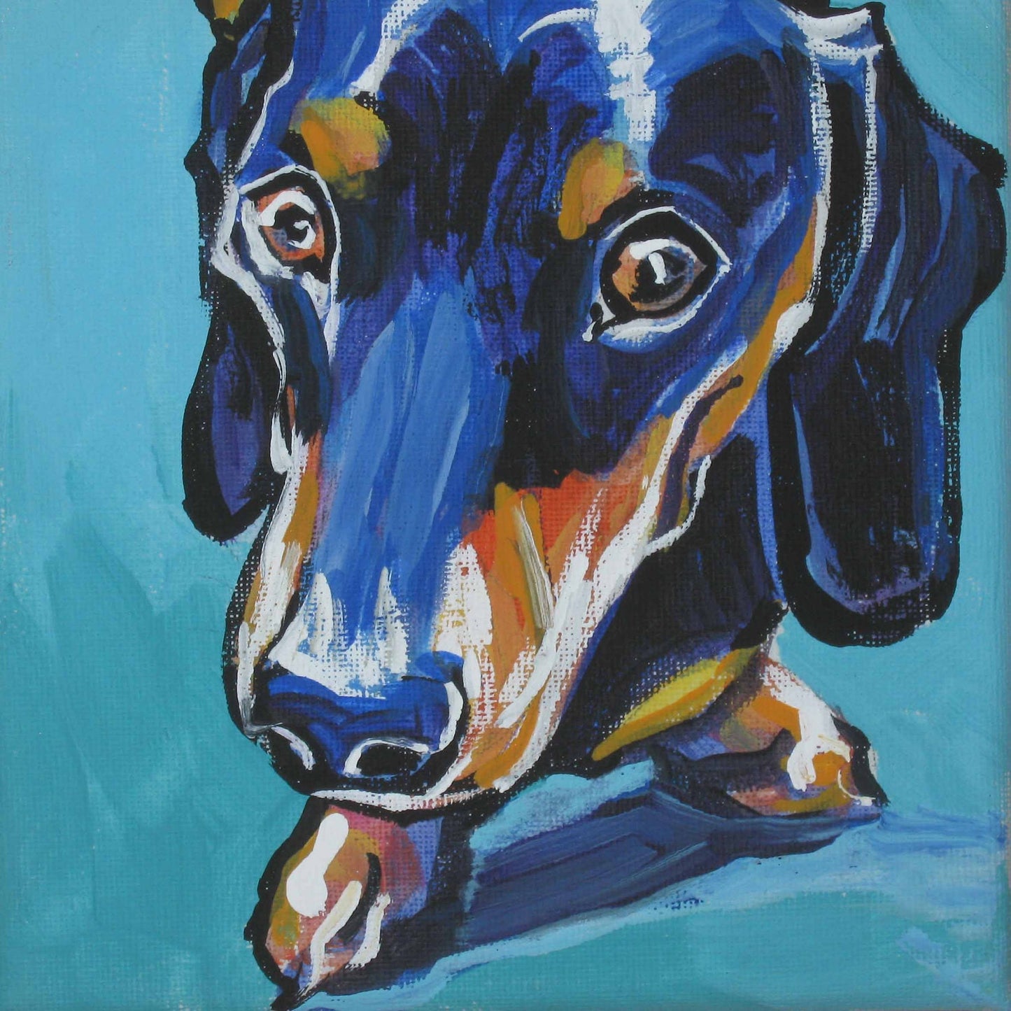DACHSHUND modern Dog ART portrait PRINT of pop art painting 8x8"
