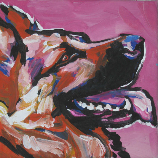German Shepherd modern Dog art print pop art bright colors 12x12