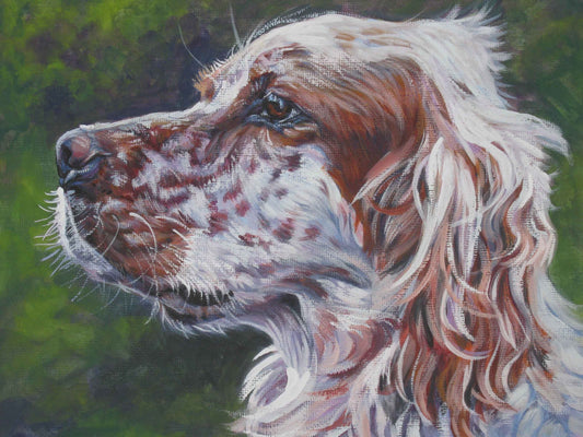 ENGLISH SETTER dog art portrait canvas PRINT of LAShepard painting 12x16"