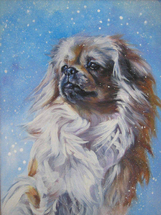 Tibetan Spaniel dog art portrait  print of LAShepard painting 12x16