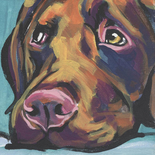 CHOCOLATE LAB Labrador Retriever Dog portrait art print of pop art painting 8x8"