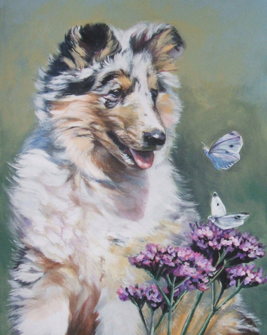 Rough Collie Dog portrait art print of LaShepard painting 8x10