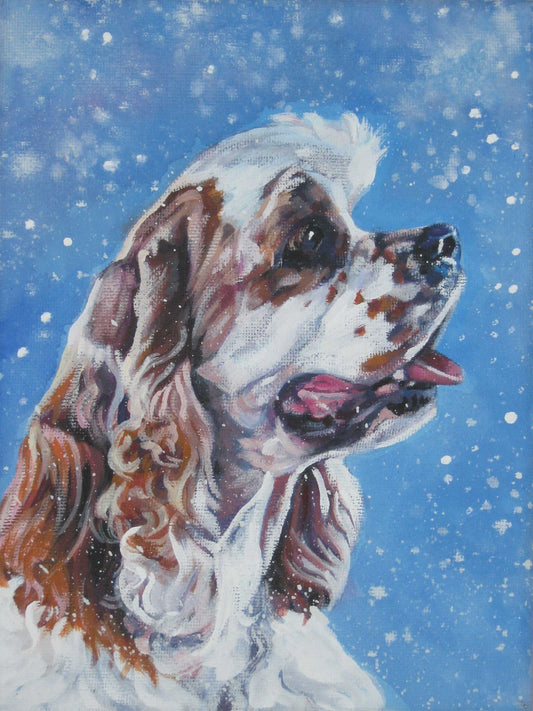 American Cocker Spaniel dog art portrait CANVAS print of LA Shepard painting 12x16