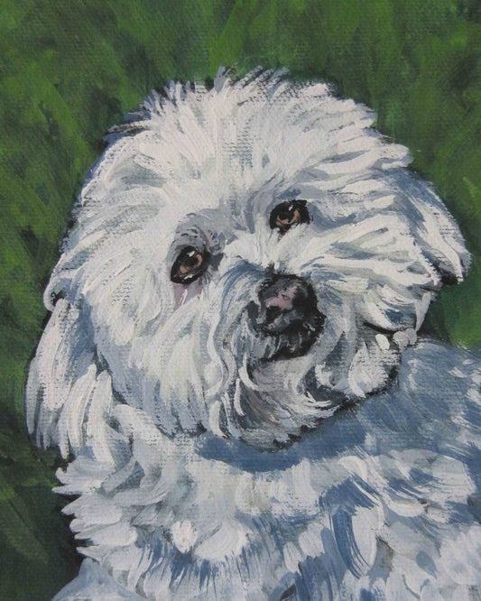 COTON De Tulear dog art portrait PRINT of LA Shepard dog painting 8x10