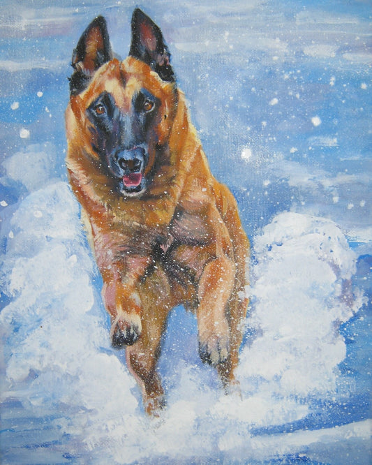 Belgian Malinois dog art print of LA Shepard painting 8x10