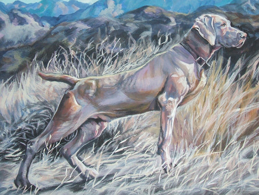 Weimaraner dog art print of LAShepard painting 12x16