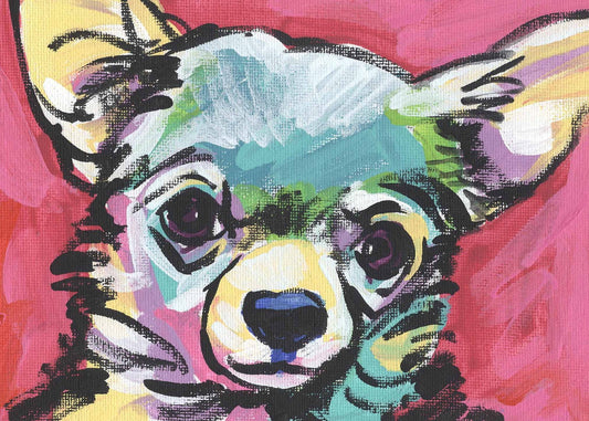 CHIHUAHUA Dog art portrait PRINT of pop art painting bright colors 8.5x11"