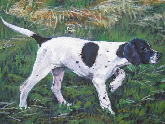 English Pointer dog art CANVAS print of LA Shepard painting 12x16
