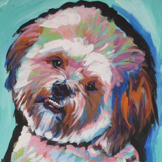 Cockapoo dog art print of fun bright colorful  pop art 12x12"