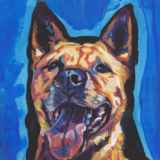 PITCHOW art print of pop art dog painting bright colors 12x12" pitbull chow mix