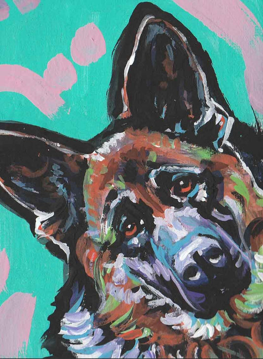 German Shepherd modern Dog art print pop art bright colors 13x19"
