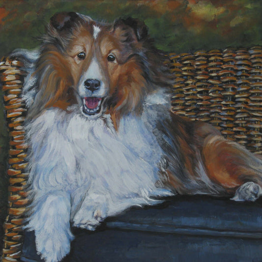 Shetland sheepdog sheltie dog art CANVAS print of LA Shepard painting 12x12