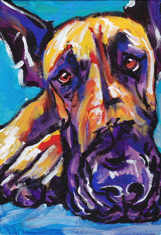 Great Dane art print pop dog art bright colors 8.5x11" LEA
