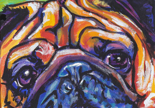 PUG dog art print POP ART print bright colors 8.5x11"