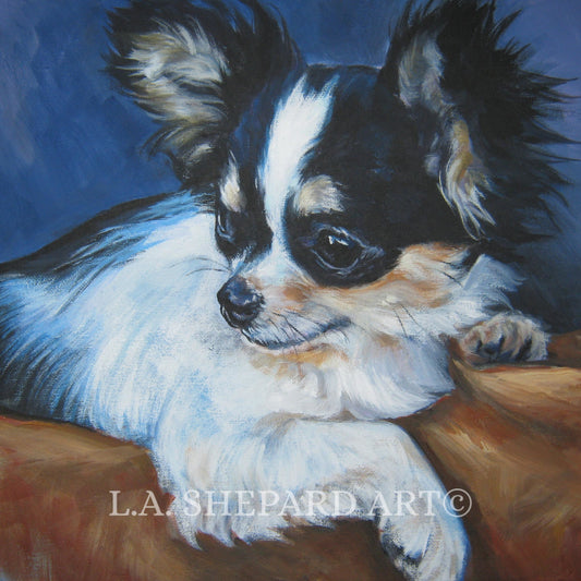 CHIHUAHUA dog art portrait canvas PRINT of LA Shepard painting 8x8