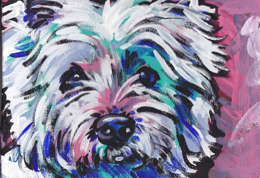 West Highland Terrier WESTIE portrait PRINT dog pop art 13x19" bright colors