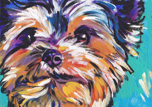 Yorkshire Terrier YORKIE ART PRINT pop art bright colors 13x19