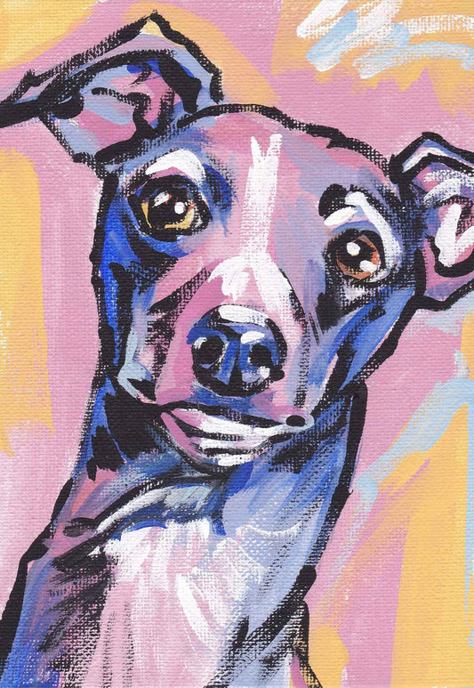 Italian Greyhound art print dog pop art bright colors 13x19" LEA