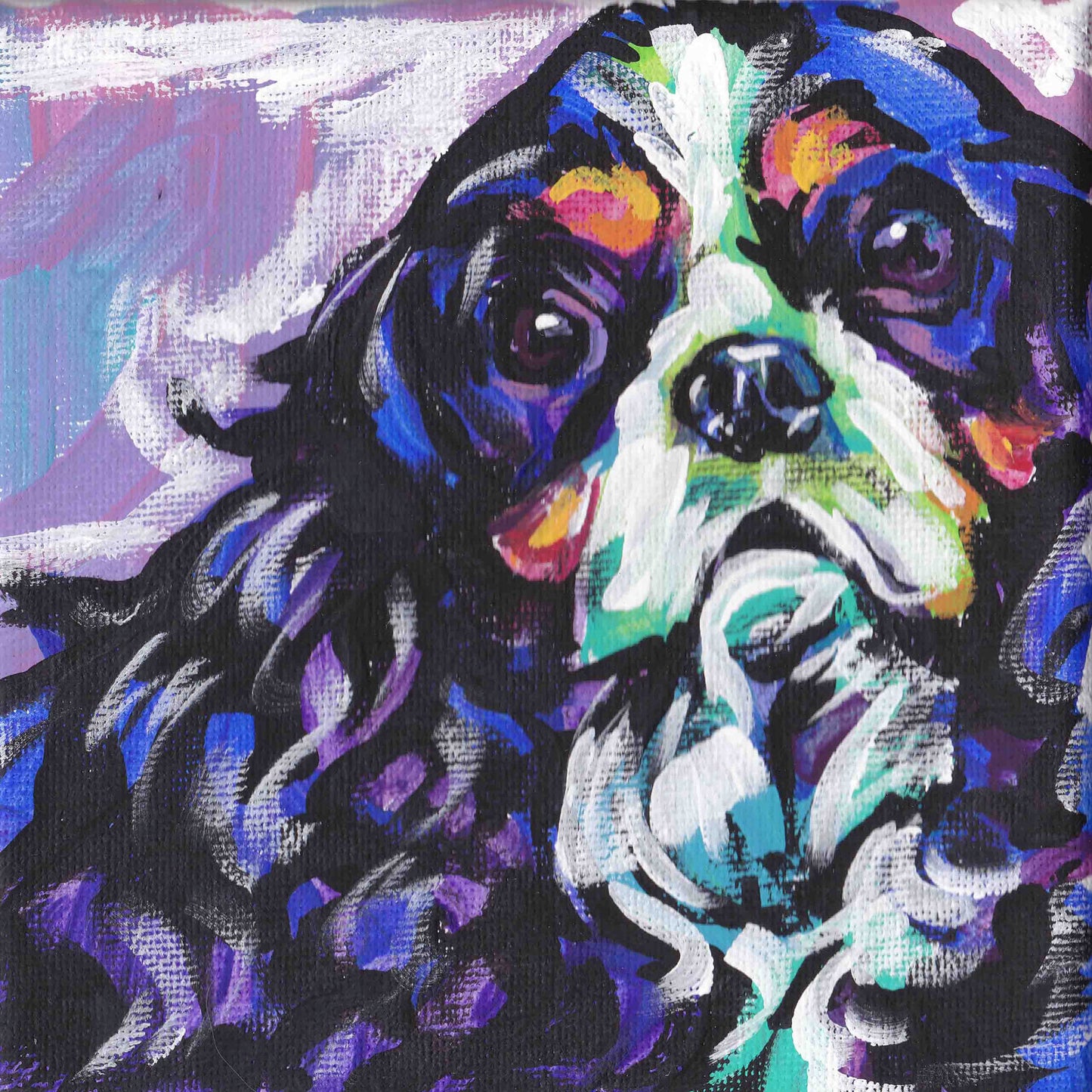 CAVALIER KING CHARLES Spaniel art print modern Dog pop art 12x12