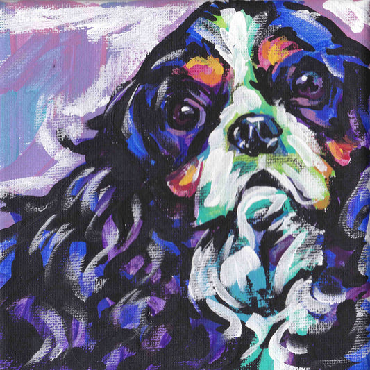 CAVALIER KING CHARLES Spaniel art print modern Dog pop art 12x12