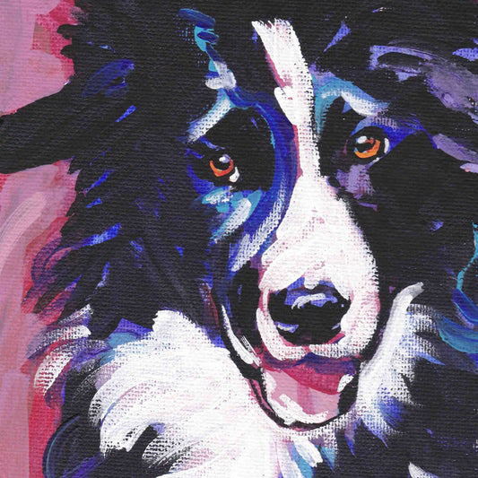 BORDER COLLIE dog art PRINT pop art bright colors 8X8