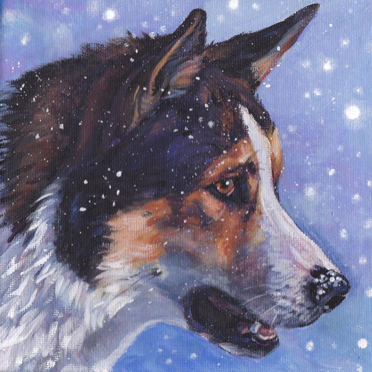 East Siberian Laika dog art CANVAS print of LA Shepard painting 8x8