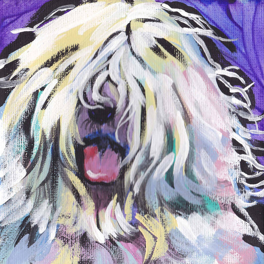 Old English Sheepdog modern Dog art print pop art bright colors 8x8