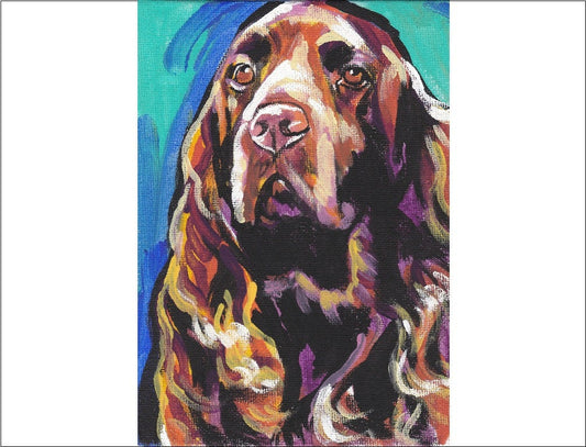 Field Spaniel art print pop dog art bright colors 8.5x11" LEA