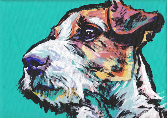 rough coated JACK RUSSELL TERRIER dog art print pop art bright colors 13x19