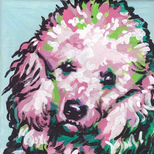 miniature toy poodle art print pop dog art bright colors 8"x8"