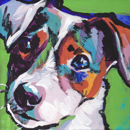 smooth JACK RUSSELL Terrier art print of pop art dog painting bright colors 12x12"