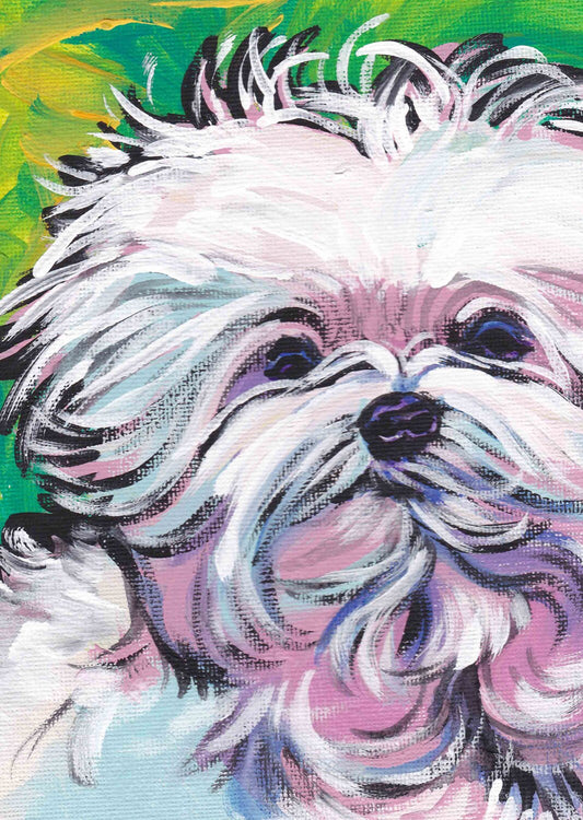 Maltese dog art print pop art bright colors 8.5x11"