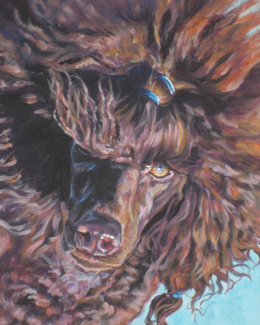 Poodle portrait print of La Shepard dog painting 8x10" dog art