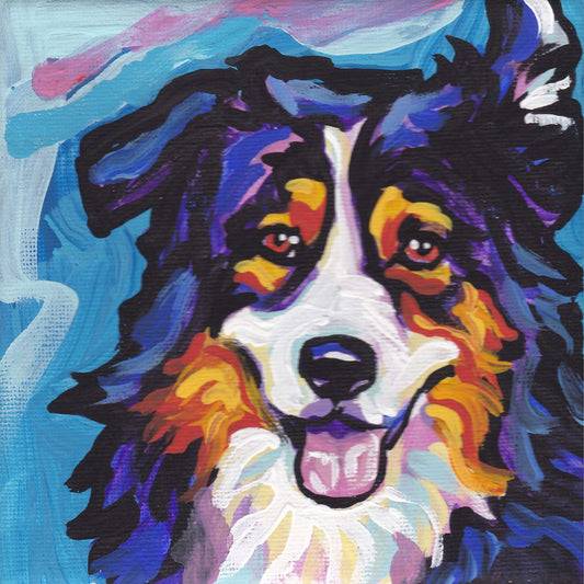 Australian Shepherd art print modern Dog art print tricolor aussie pop dog art bright colors 12x12 inch