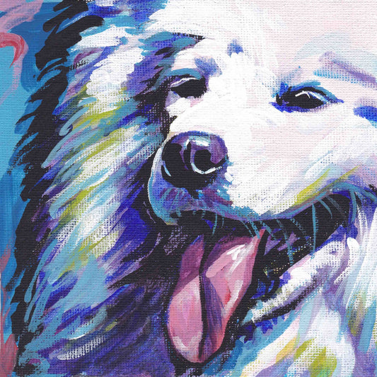 SAMOYED dog portrait ART PRINT pop art bright colors 12x12