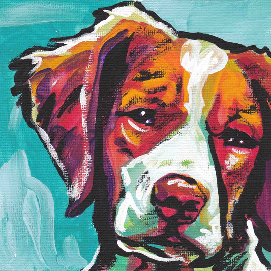 Brittany Spaniel art print modern Dog pop art bright colors 12x12