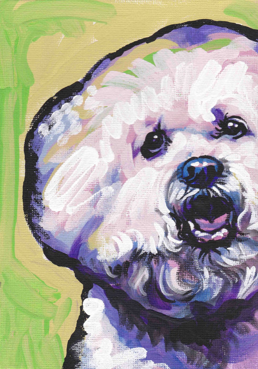 Bichon Frise art print dog pop art bright colors 13x19