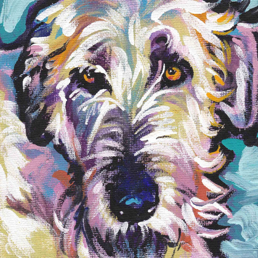 IRISH WOLFHOUND dog portrait art PRINT of pop art painting bright colors 12x12"