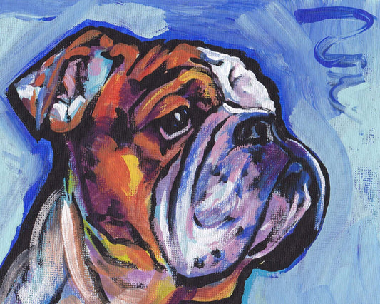 BULLDOG dog portrait ART PRINT of pop art painting 8.5x11